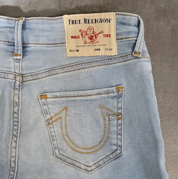 True Religion Women's Billie Mid Rise Straight Leg Jean, Light Wash, Size 24 - Picture 12 of 13